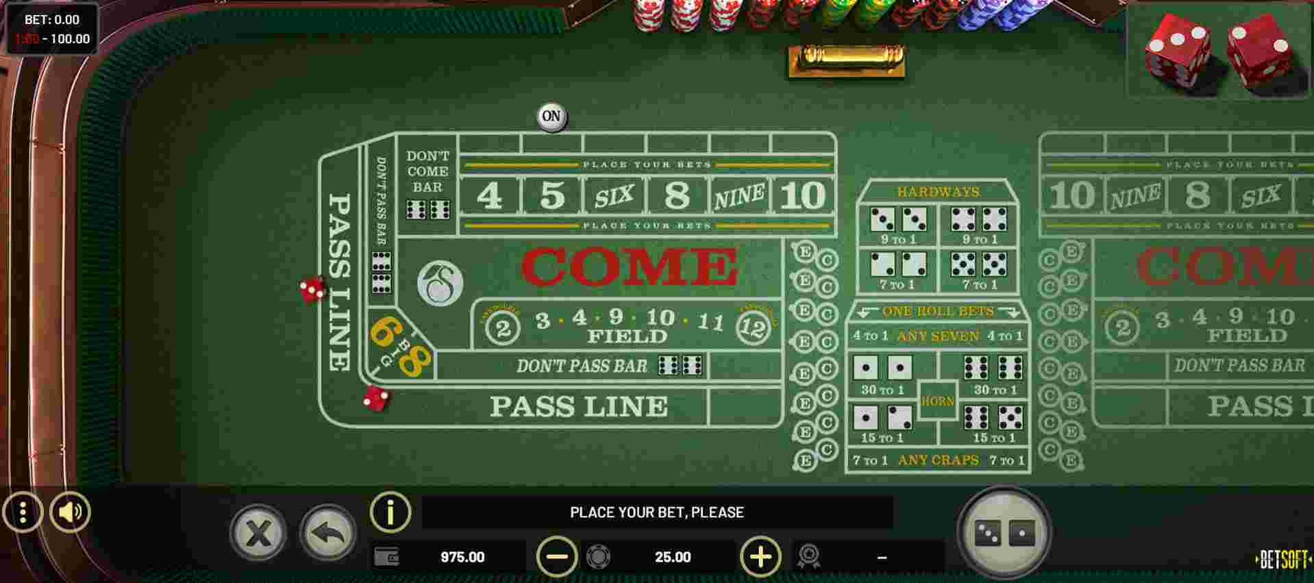 Online Craps Free Play by Betsoft