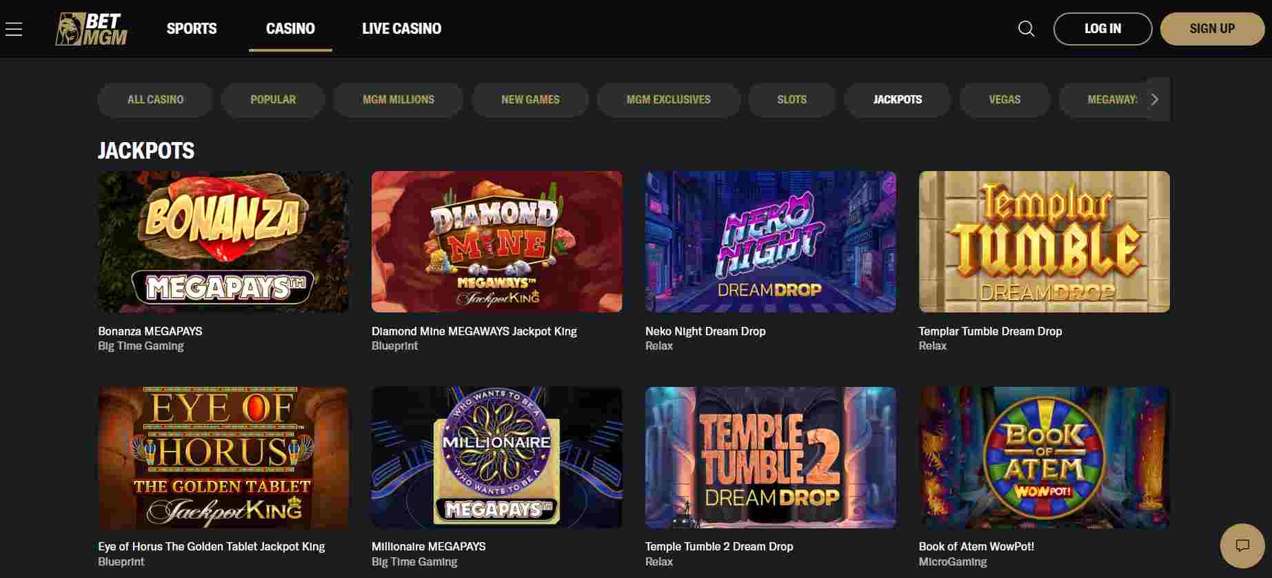 BetMGM Casino Jackpot Games